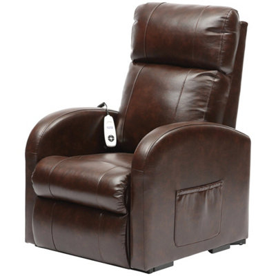 Single Motor Rise and Recline Lounge Chair - Chestnut PU Leather Material