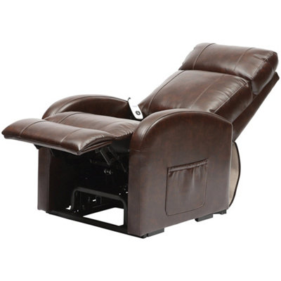 Single Motor Rise and Recline Lounge Chair - Chestnut PU Leather Material