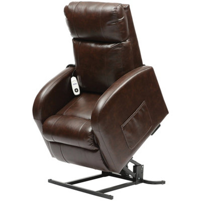 Single Motor Rise and Recline Lounge Chair - Chestnut PU Leather Material