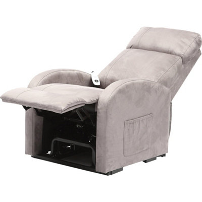 Single Motor Rise and Recline Lounge Chair Dove Grey Coloured Suedette Material