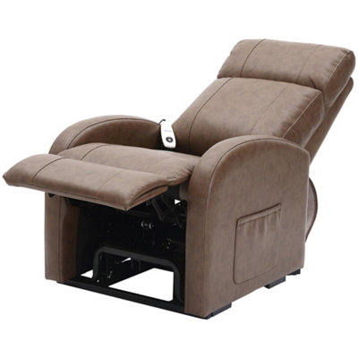 Single Motor Rise and Recline Lounge Chair - Nutmeg PU Leather Material