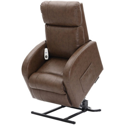 Single Motor Rise and Recline Lounge Chair - Nutmeg PU Leather Material