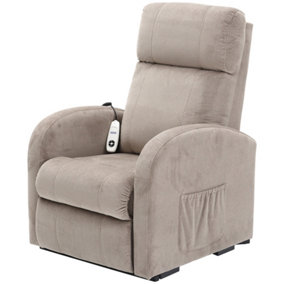 Single Motor Rise and Recline Lounge Chair Pebble Coloured Micro Fibre Material