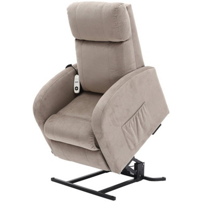 Single Motor Rise and Recline Lounge Chair Pebble Coloured Micro Fibre Material