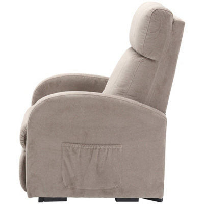 Single Motor Rise and Recline Lounge Chair Pebble Coloured Micro Fibre Material