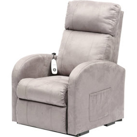 Single Motor Rise and Recline Lounge Chair Pebble Grey Micro Fibre Material