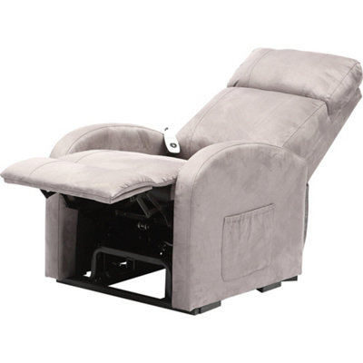 Single Motor Rise and Recline Lounge Chair Pebble Grey Micro Fibre Material