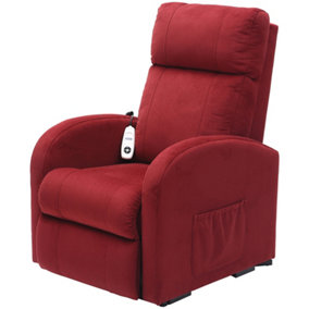 Single Motor Rise and Recline Lounge Chair - Red Coloured Micro Fibre Material