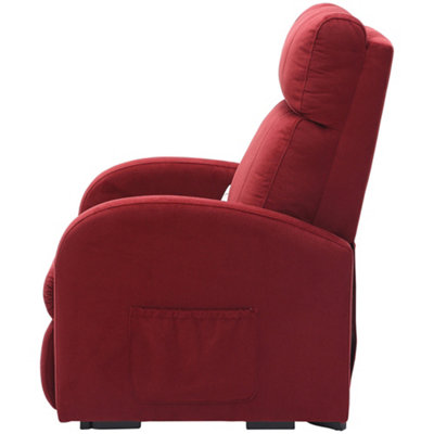 Single Motor Rise and Recline Lounge Chair - Red Coloured Micro Fibre Material