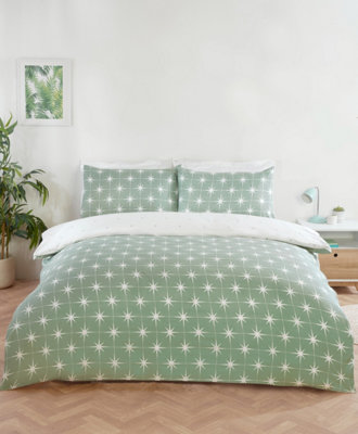 Single Northern Stars Complete Duvet Set with Pillowcase and Fitted Sheet - Green