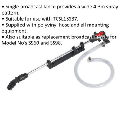 Single Nozzle Broadcast Lance - 4.3m Reach Spray Pattern - Suits ys09394