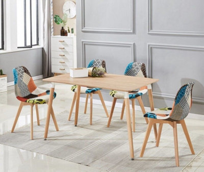 Single Patchwork Fabric Dining Chairs Upholstered Dining Room