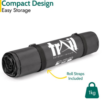 Single Pillow Camping Mat Self Inflating Inflatable Roll Mattress With Bag Black Trail - 5