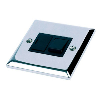 Single Polished Chrome Single Switched Fused Spur 1 Gang Electric Connection, Multi-coloured