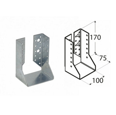 Single Premium Heavy Duty Galvanised Concealed Joist Hanger 100x170mm