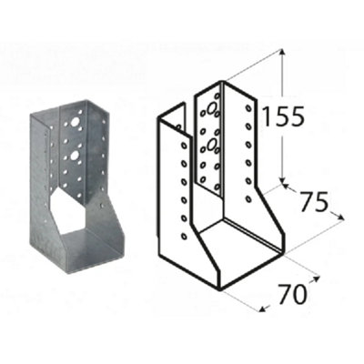 Single Premium Heavy Duty Galvanised Concealed Joist Hanger 70x155mm