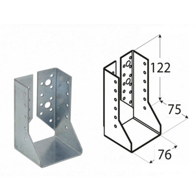 Single Premium Heavy Duty Galvanised Concealed Joist Hanger 76x122mm