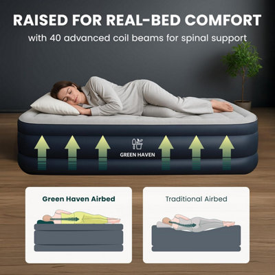 Single Raised Air Bed with Built in Electric Pump Self Inflating Blow Up Mattress with Storage Bag