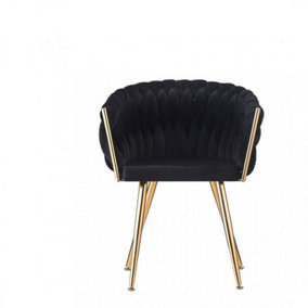 Single Roma Knot Velvet Dining Chair Upholstered Dining Chairs, Black