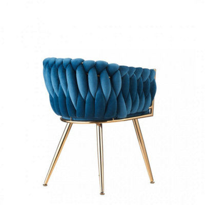 Single Roma Knot Velvet Dining Chair Upholstered Dining Chairs, Blue