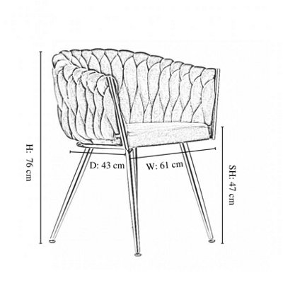 Single Roma Knot Velvet Dining Chair Upholstered Dining Chairs, Blue