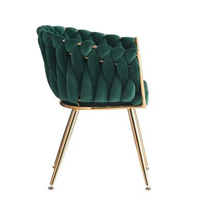 Single Roma Knot Velvet Dining Chair Upholstered Dining Chairs, Green
