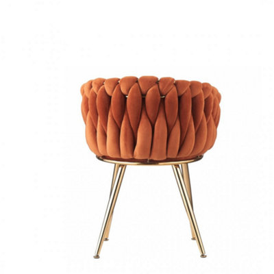 Single Roma Knot Velvet Dining Chair Upholstered Dining Chairs, Orange