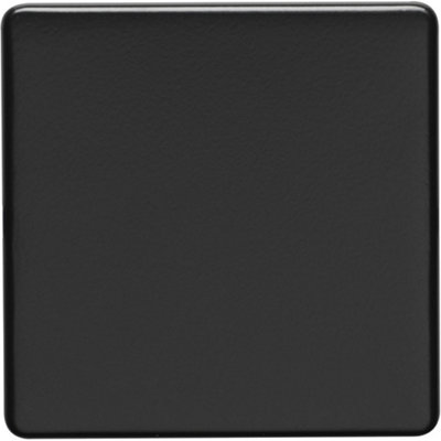 Single SCREWLESS MATT BLACK Blanking Plate Round Edged Wall Box Hole Cover
