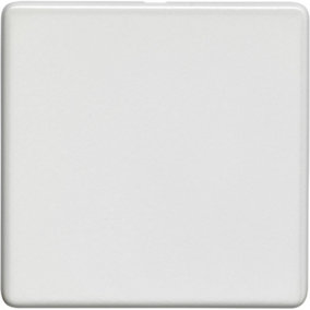 Single SCREWLESS MATT WHITE Blanking Plate Round Edged Wall Box Hole Cover
