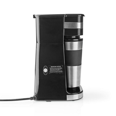 Single Serve Coffee Maker with Double Wall Insulated Travel Mug, Stainless Steel, 400ml