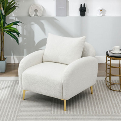 Single Sofa Chair with Removable Pillow Modern Cozy Lounge Chair for Living Room Bedroom Office Teddy
