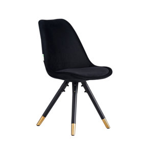 Single Sofia Velvet Dining Chair Upholstered Dining Room Chair, Black