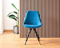 Single Sofia Velvet Dining Chair Upholstered Dining Room Chair, Blue