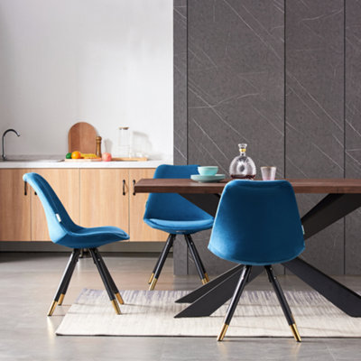 Single Sofia Velvet Dining Chair Upholstered Dining Room Chair, Blue