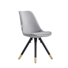 Single Sofia Velvet Dining Chair Upholstered Dining Room Chair, Light Grey
