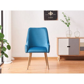 Single Soho Velvet Dining Chairs Upholstered Dining Room Chairs Blue