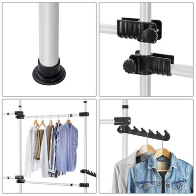 Single Telescopic Wardrobe Organiser Hanging Rail Clothes Rack ...