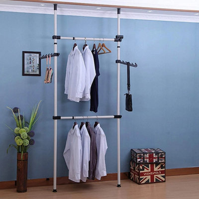 Single Telescopic Wardrobe Organiser Hanging Rail Clothes Rack ...
