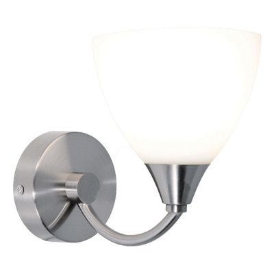 Single Wall Bracket Satin Chrome Opal Glass