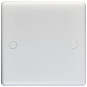 Single WHITE PLASITC Blanking Plate Round Edged Wall Box Chassis Hole Cover