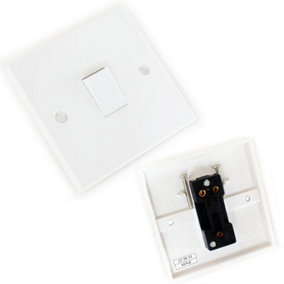Single White Wall Light Switch 1 Gang Way UK 240V 10A Lamp Outlet Face Plate