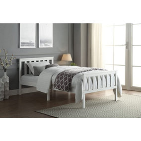Single White Wooden Bed With Mattress Pocket Sprung Wood Children's Bed