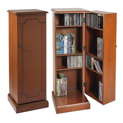 Single Wooden CD & DVD Rack - Versatile Tower Cupboard Shelving Unit ...