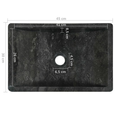 Sink 45x30x12 cm Marble High Gloss Black