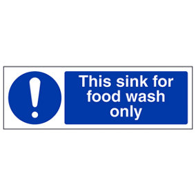 Sink For Hand Wash Only Catering Sign - Rigid Plastic - 300x100mm (x3)