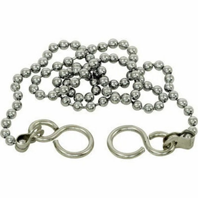 Sink Plug Chain with S Hook 12" Chrome Ball Chain for Kitchen & Bathroom Sink Universal Basin Plug Chain Replacement (Pack of 1)