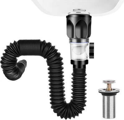 Sink Plug Set, 300-1000mm Retractable Trap, Sink Drain with Flexible ...