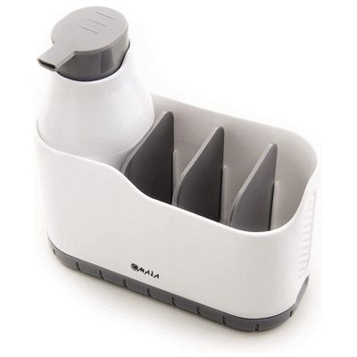 Sink Tidy with 250ml Soap Dispenser - Bathroom or Kitchen Space Saving Organiser with Vented Base and Drip Tray - H18 x W18 x D8cm Price Comparisons | Compare The Build