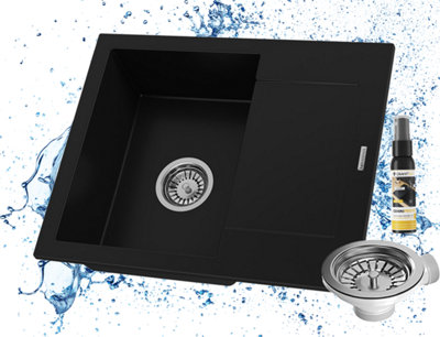 SINKITZER black granite single bowl BELLO Sink Siphon chrome