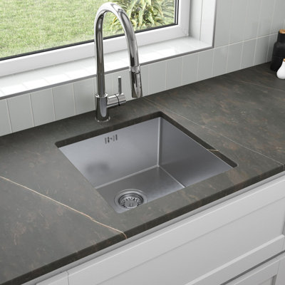 Sinkoro Kitchen Sink Undermount Stainless Steel Large Square Single Bowl Strainer Waste
